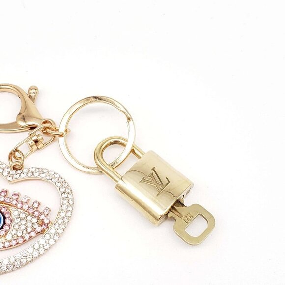 Authentic Louis Vuitton Lock & Key with unbranded Evil Eye Heart Bagcharm - Picture 6 of 8